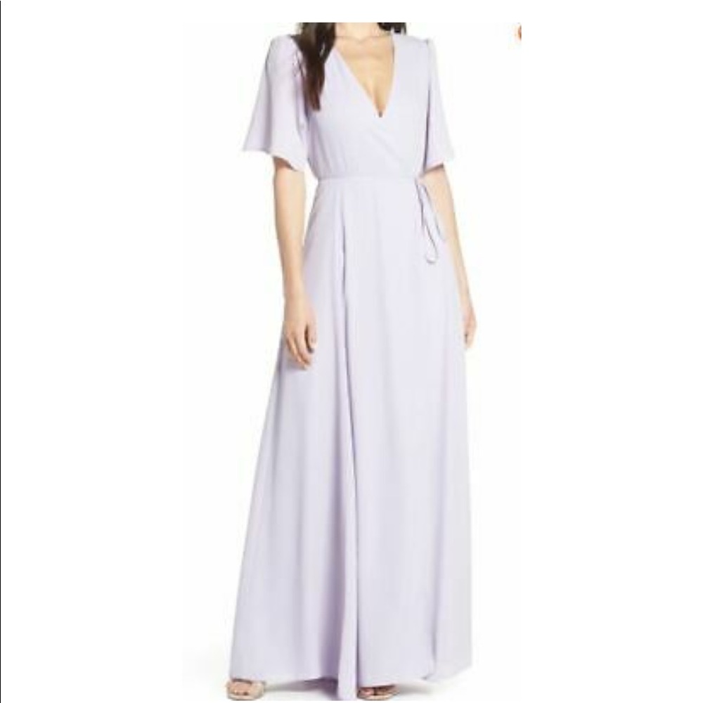 WAYF The Aurelia Sleeve Wrap Dress Gown